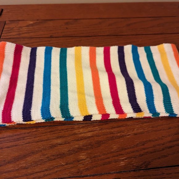 Aeropostale Winter White Rainbow Stripe Long Unisex Acrylic Scarf 67" x 7.5" - Picture 5 of 9